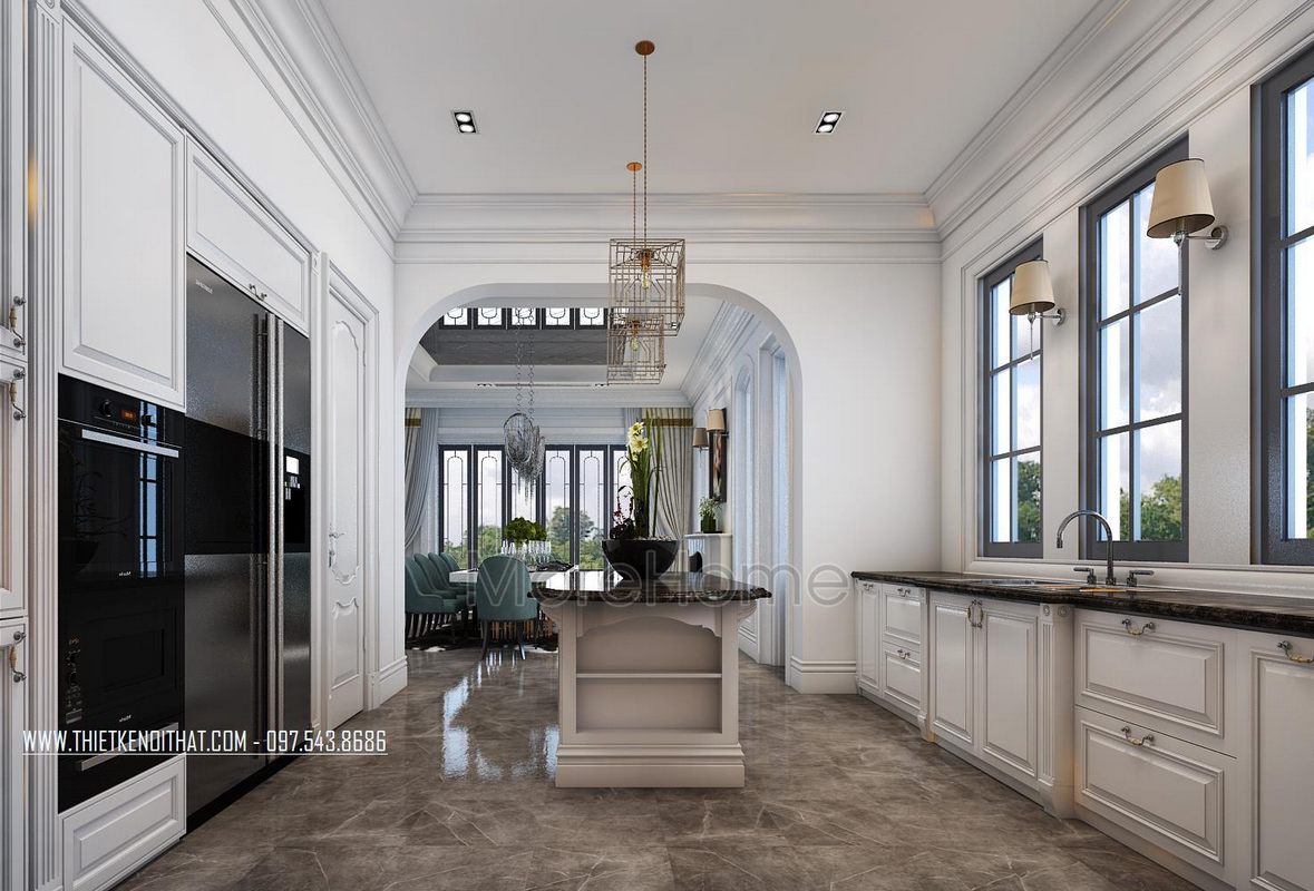 Thiết kế phòng bếp biệt thự Vinhome RiverSide